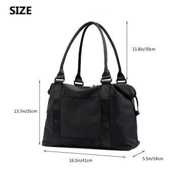 forestfish Duffle Tote Bag Weekender Bags for Women Travel with Trolley Sleeve, Black