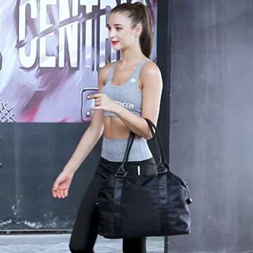 forestfish Duffle Tote Bag Weekender Bags for Women Travel with Trolley Sleeve, Black