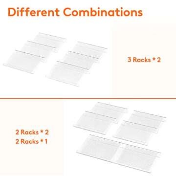 Lifewit Spice Drawer Organizer Spice Rack Seasoning Jars Storage Tray Adjustable Expandable for Kitchen, Countertop, Cabinet, Shelf, 3 Tiers, Set of 6, Clear