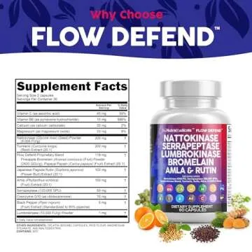 Clean Nutraceuticals Nattokinase 4000 FU Serrapeptase 120000 SPU Lumbrokinase Enzyme Supplement with Bromelain Papain Papaya Enzymes Rutin Extract Amla Magnesium Vitamin B6 & VIT C Capsules