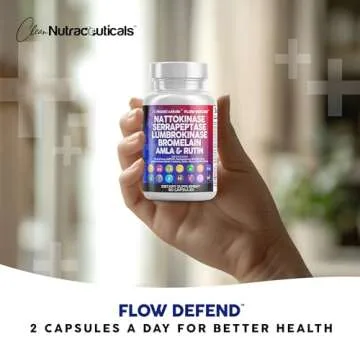 Clean Nutraceuticals Nattokinase 4000 FU Serrapeptase 120000 SPU Lumbrokinase Enzyme Supplement with Bromelain Papain Papaya Enzymes Rutin Extract Amla Magnesium Vitamin B6 & VIT C Capsules