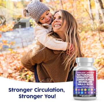 Clean Nutraceuticals Nattokinase 4000 FU Serrapeptase 120000 SPU Lumbrokinase Enzyme Supplement with Bromelain Papain Papaya Enzymes Rutin Extract Amla Magnesium Vitamin B6 & VIT C Capsules