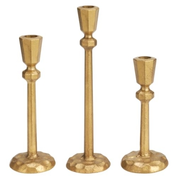 Handcrafted Antique Brass Candlestick Holders Set of 3
