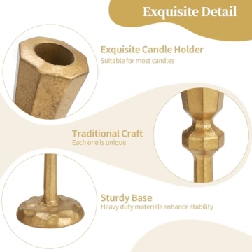 Handcrafted Antique Brass Candlestick Holders Set of 3