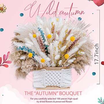 117PCS Natural Pampas Grass Mix Bouquet | Long-Lasting Dried Flowers Bouquet |Eucalyptus Wedding Boho Flowers Home Table Office Decor Rustic Farmhouse Party