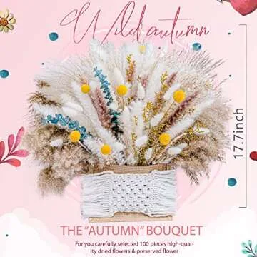 117PCS Natural Pampas Grass Mix Bouquet | Long-Lasting Dried Flowers Bouquet |Eucalyptus Wedding Boho Flowers Home Table Office Decor Rustic Farmhouse Party