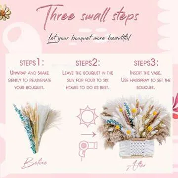 117PCS Natural Pampas Grass Mix Bouquet | Long-Lasting Dried Flowers Bouquet |Eucalyptus Wedding Boho Flowers Home Table Office Decor Rustic Farmhouse Party