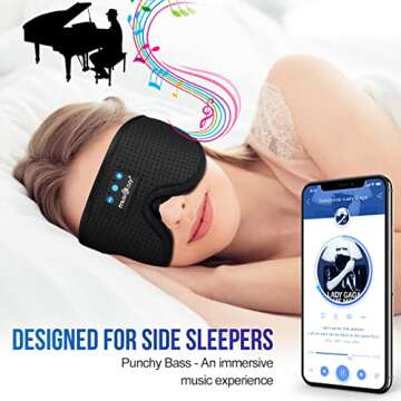 MUSICOZY 3D Bluetooth 5.2 Sleep Headphones, Breathable Wireless Music Eye Mask, Sleeping Headphones with Headband for Side Sleepers, Women, Men, Air Travel, Unique Tech Gifts