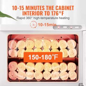 VEVOR 23L Large Capacity Hot Warmers with See Through Window, 2 Stainless Steel Racks, Holds up 50-60 Towels, 2-in-1 Quick All-Round Heating for Facials, SPA, Massage, Salon, White