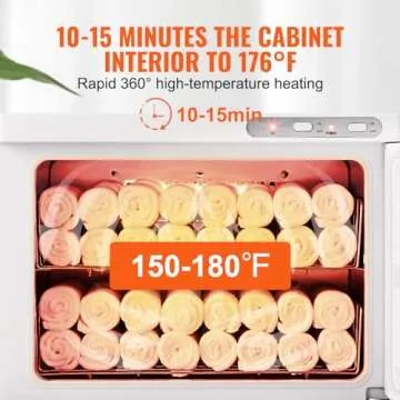 VEVOR 23L Large Capacity Hot Warmers with See Through Window, 2 Stainless Steel Racks, Holds up 50-60 Towels, 2-in-1 Quick All-Round Heating for Facials, SPA, Massage, Salon, White