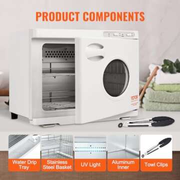 VEVOR 23L Large Capacity Hot Warmers with See Through Window, 2 Stainless Steel Racks, Holds up 50-60 Towels, 2-in-1 Quick All-Round Heating for Facials, SPA, Massage, Salon, White