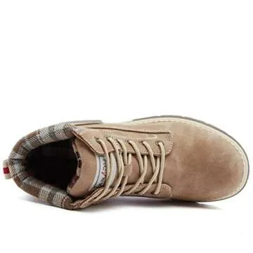 ANJOUFEMME Work Hiking Boots for Women Waterproof - Womens Outdoor Ankle Boots Lightweight Snow Winter Boots for Trekking Walking FNW19-LIGHTBROWN-G-8.5