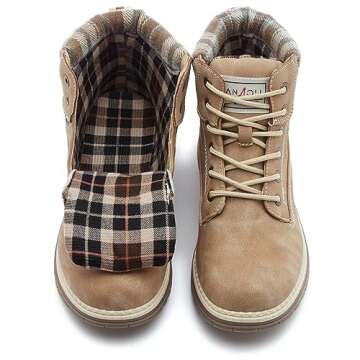ANJOUFEMME Work Hiking Boots for Women Waterproof - Womens Outdoor Ankle Boots Lightweight Snow Winter Boots for Trekking Walking FNW19-LIGHTBROWN-G-8.5
