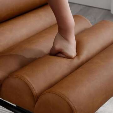 Guyou 25" Modern Upholstered Counter Stools Set of 4, PU Armless Counter Height Chairs Black Metal Legs Stool with Deep Channel Tufted Back and Seat for Kitchen Island Dining Room (Brown Leatherette)