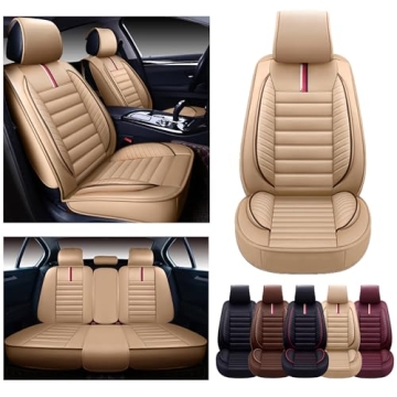 OASIS AUTO Car Seat Covers Premium Waterproof Faux Leather Cushion, Universal Fit for SUV, Truck & S...