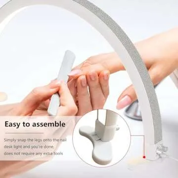 Ciyebst Half Moon Light with Phone Holder, 29 in 48W Nail Desk Lamp, Lash Light for Eyelash Tech, Makeup, Tattoo, Spa, Salon, Nail Tech Lamp with Stepless Dimming & Color Temperature(White)