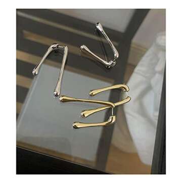 Minimalist Teardrop Front Back Dangle Drop Earrings for Women Unique Design Thick Line 14K Gold Plated Dangling Hypoallergenic Fashion Jewelry Gifts (gold)