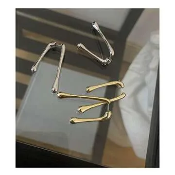 Minimalist Teardrop Front Back Dangle Drop Earrings for Women Unique Design Thick Line 14K Gold Plated Dangling Hypoallergenic Fashion Jewelry Gifts (gold)