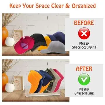 Hat Stand for Baseball Caps, 2 Pcs No Install Acrylic Cap Organizer for Baseball Caps, Hat Organizer for Baseball Caps for Bedroom, Closet, Dresser, Office, Baseball Hat Holder, Ball Cap Organizer