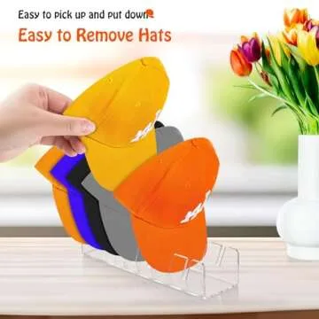 Hat Stand for Baseball Caps, 2 Pcs No Install Acrylic Cap Organizer for Baseball Caps, Hat Organizer for Baseball Caps for Bedroom, Closet, Dresser, Office, Baseball Hat Holder, Ball Cap Organizer
