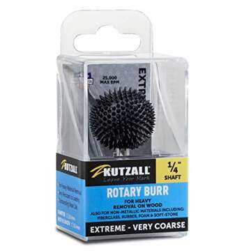 Kutzall Extreme Sphere Rotary Burr 1⁄4" Shaft, Very Coarse - Woodworking Attachment for Bosch, DeW...