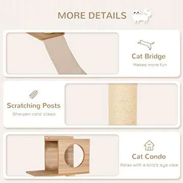 PawHut Wall-Mounted Multi-Level Cat Activity Tower