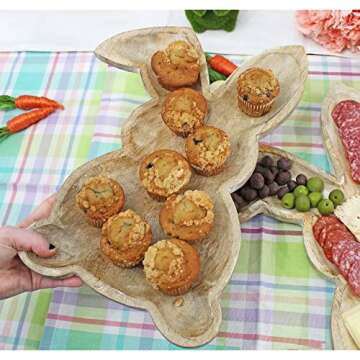 AuldHome Farmhouse Bunny Serving Trays for Easter & Spring