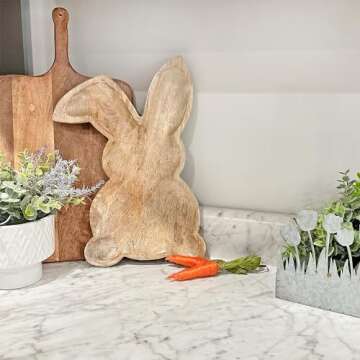 AuldHome Farmhouse Bunny Serving Trays for Easter & Spring