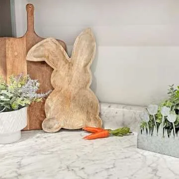 AuldHome Farmhouse Bunny Serving Trays for Easter & Spring