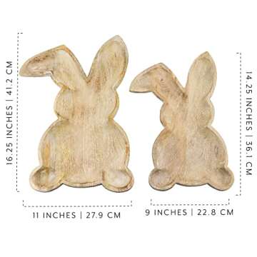 AuldHome Farmhouse Bunny Serving Trays for Easter & Spring