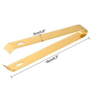 HARFINGTON Stainless Steel Ice Tong, 6.3" x 0.8" Mini Serving Tongs Sugar Tongs for Ice Bucket Cube ...