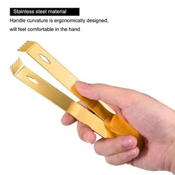 HARFINGTON Gold Stainless Steel Ice Tongs for Serving