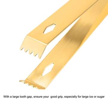 HARFINGTON Gold Stainless Steel Ice Tongs for Serving