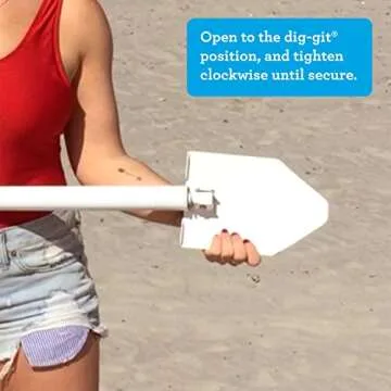 dig-git Beach Umbrella - 7ft Wide, Fade Resistant, Portable