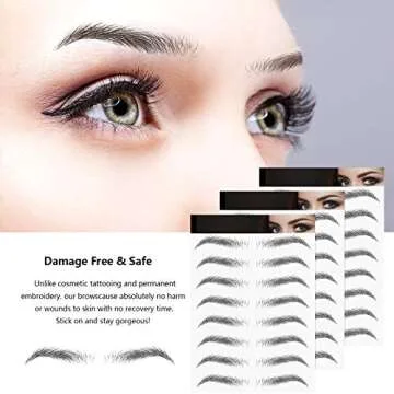Maitys 12 Sheets 108 Pairs 4D Hair Like Waterproof Eyebrow Tattoos Stickers Temporary Transfer Brows Decal Peel off Fake Eyebrow Sticker Instant Authentic Brow Decal for Women(Simple Style)