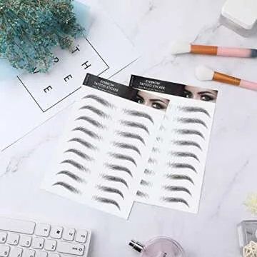 Maitys 12 Sheets 108 Pairs 4D Hair Like Waterproof Eyebrow Tattoos Stickers Temporary Transfer Brows Decal Peel off Fake Eyebrow Sticker Instant Authentic Brow Decal for Women(Simple Style)