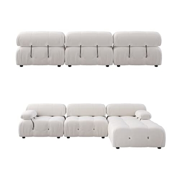 Sdorens L-Shaped Teddy Velvet Couch with Ottoman