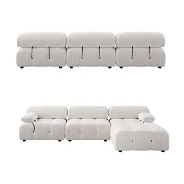 Sdorens L-Shaped Teddy Velvet Couch with Ottoman