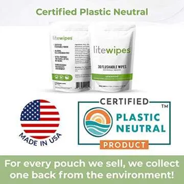 Litewipes Individual Flushable Wipes for Adults, Unscented Wet Wipes with Aloe & Hypoallergenic, Made in USA (30 Single Wrapped Personal Cleansing Wipes for Travel)