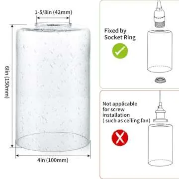 Elegant Skelang Clear Seeded Glass Light Shade for Home