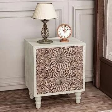 HOMPUS End Table with 2 Drawers Sets of 2, 2 Tier Bedside Table Sets, Wood Grain Nightstand, Small Accent Table with Pattern Drawer, Side Table for Living Room, Bedroom, Light Grey Grain