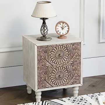 HOMPUS End Table with 2 Drawers Sets of 2, 2 Tier Bedside Table Sets, Wood Grain Nightstand, Small Accent Table with Pattern Drawer, Side Table for Living Room, Bedroom, Light Grey Grain