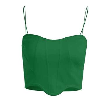 Avanova Women Going Out Asymmetrical Hem Crop Top Sexy Cute Spaghetti Strap Tank Green Small