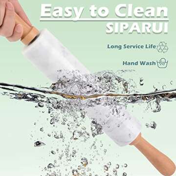 SIPARUI Marble Rolling Pin with Wooden Cradle Thick Handle Set for Baking,18.5 inch Premium Quality Polished Roller for Pizza Dough,Fondant,Pie Crust,Non-Stick Surface Easy to Clean(White)