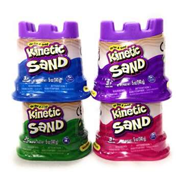 Kinetic Sand Neon Colors | Gift Set of 4 Colors - Purple, Blue, Pink & Green 5 oz Containers