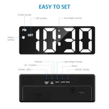 AMIR Digital Alarm Clock Upgraded LED Display Type-C