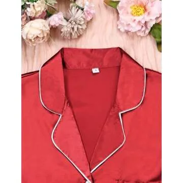 MORFORU silk pajama set for women 4 piece satin pajamas pjs with Sleep Mask, Headband, Scrunchie But...