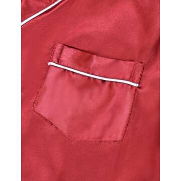 MORFORU silk pajama set for women 4 piece satin pajamas pjs with Sleep Mask, Headband, Scrunchie Button Down Sleepwear Loungewear set(poinsettia,M)