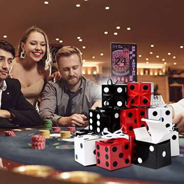 Kisston 100 Pcs Dice Favor Boxes 4 x 4 x 4 Inches Casino Themed Party Birthday Bulk Supplies Three Dimensional Dice Decor for New Year Centerpieces Game Night Las Vegas Party Decorations Multicolor