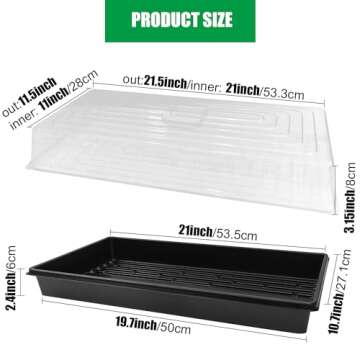 RooTrimmer 5P Standard 1020 Nursery Seed Start Trays, 5P Clear Humidity Dome, Plastic Seeds Starter Trays with Dome for Microgreens Growing Germination (5 Sets)